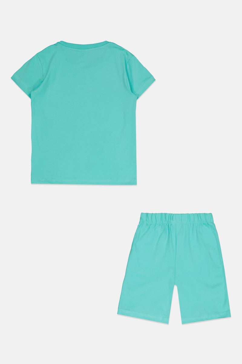 MARVEL Kids Boy Incredible Hulk Short Sleeves T-Shirt And Short Set, Turquoise - Image 2