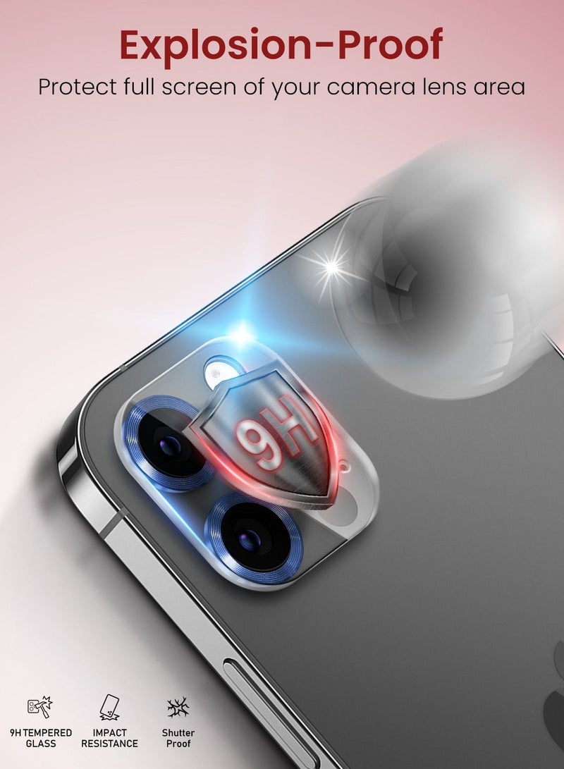 Moxedo Camera Lens Protector, 9H Tempered Glass, Scratch Resistant Aluminum Alloy Frame Camera Cover Screen Protector Compatible for iPhone 12 Pro Max 6.7 inch - DRESS DEN BLUE - Image 5