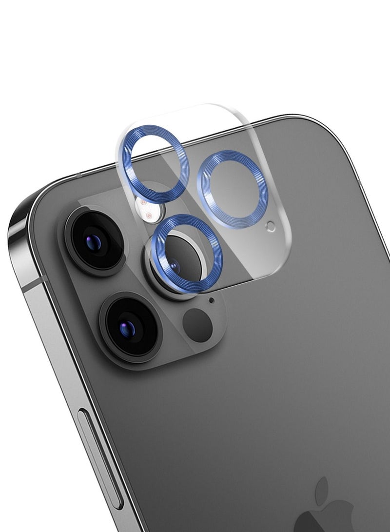 Moxedo Camera Lens Protector, 9H Tempered Glass, Scratch Resistant Aluminum Alloy Frame Camera Cover Screen Protector Compatible for iPhone 12 Pro Max 6.7 inch - DRESS DEN BLUE - Image 1