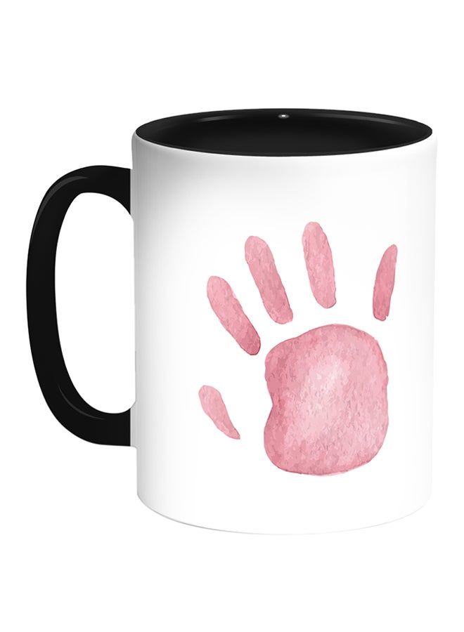 RKN Palm Of The Hand Printed Coffee Mug White Black - Image 1