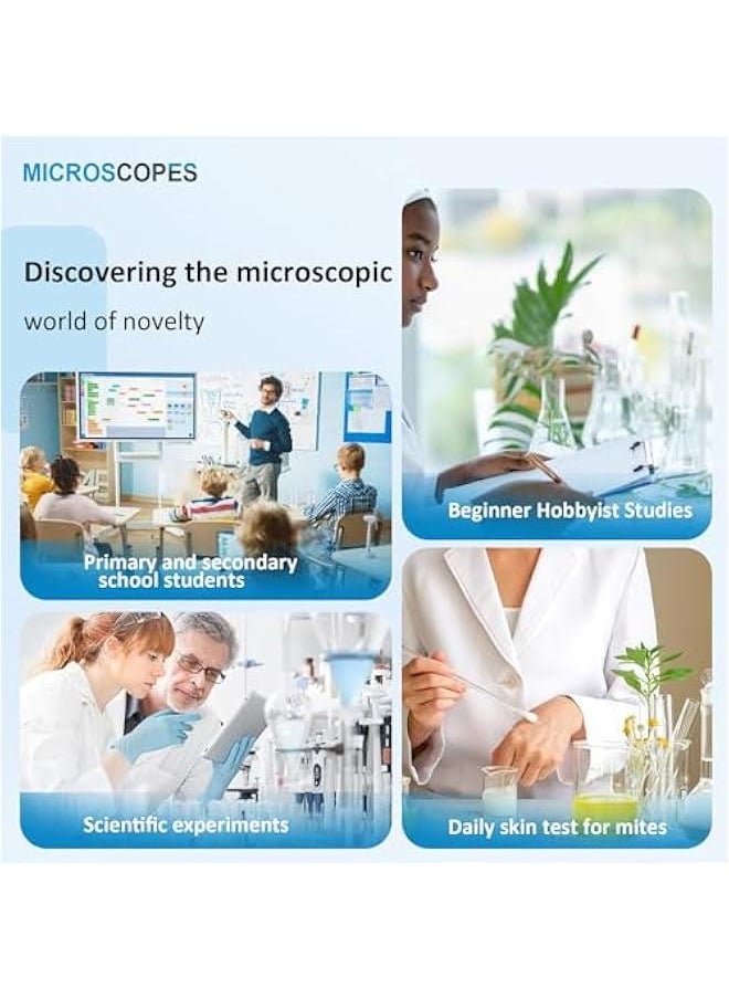 عربست - مجهر هيرويكم للأطفال 40X-2000X للهاتف المحمول مع مجموعة منزلقات للمنزل والمدرسة والمختبرات للتلاميذ - Image 1