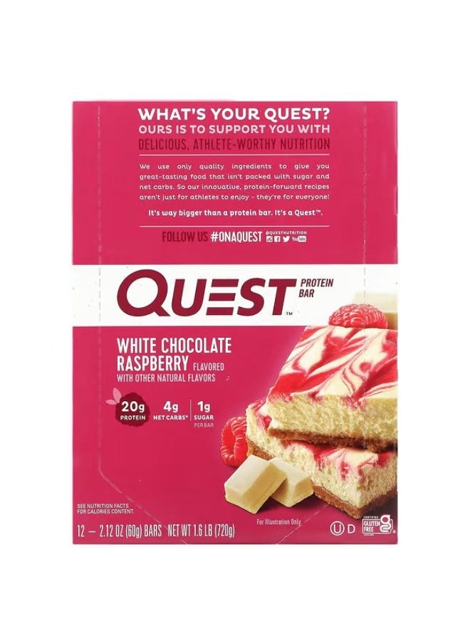 QUEST NUTRITION Quest Nutrition Protein Bar White Chocolate Raspberry 12 Bars 2.12 oz (60 g) Each 