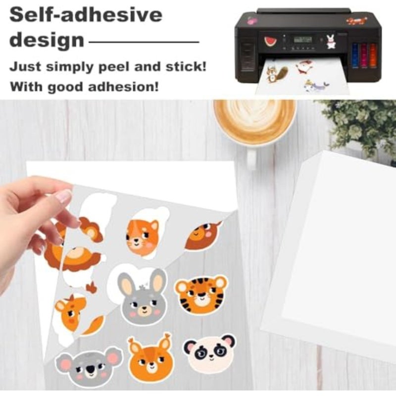 Printable Vinyl Sticker Paper, A4 Matte White, Self-Adhesive, Waterproof PP Material, for Inkjet and Laser Printers, 30 Sheets - Image 5
