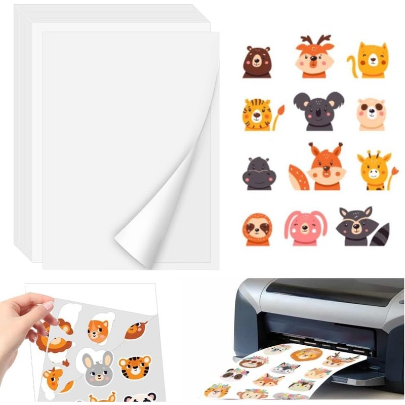 Printable Vinyl Sticker Paper, A4 Matte White, Self-Adhesive, Waterproof PP Material, for Inkjet and Laser Printers, 30 Sheets - Image 1