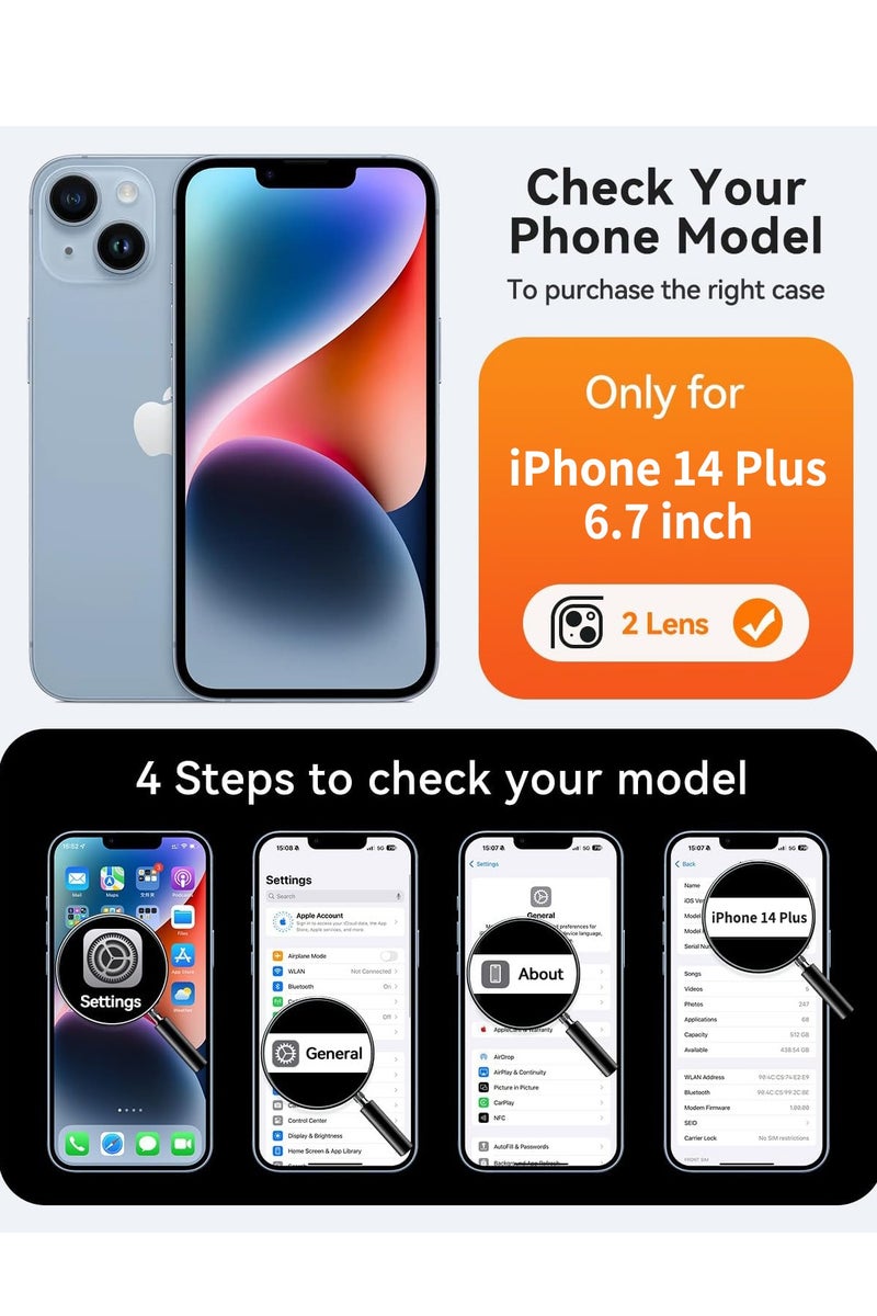 ثسؤشسث غطاء مغناطيسي لهاتف آيفون 14 بلس 6.7 بوصة، متوافق مع MagSafe، حماية كاملة للكاميرا، غطاء حماية غير لامع شفاف غير لامع مقاوم للصدمات، أسود - Image 2