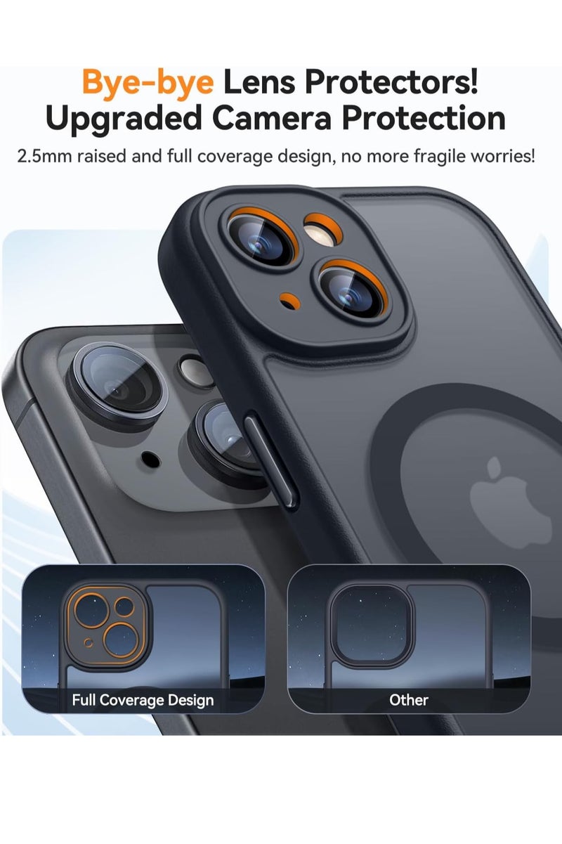 ثسؤشسث غطاء مغناطيسي لهاتف آيفون 14 بلس 6.7 بوصة، متوافق مع MagSafe، حماية كاملة للكاميرا، غطاء حماية غير لامع شفاف غير لامع مقاوم للصدمات، أسود - Image 3
