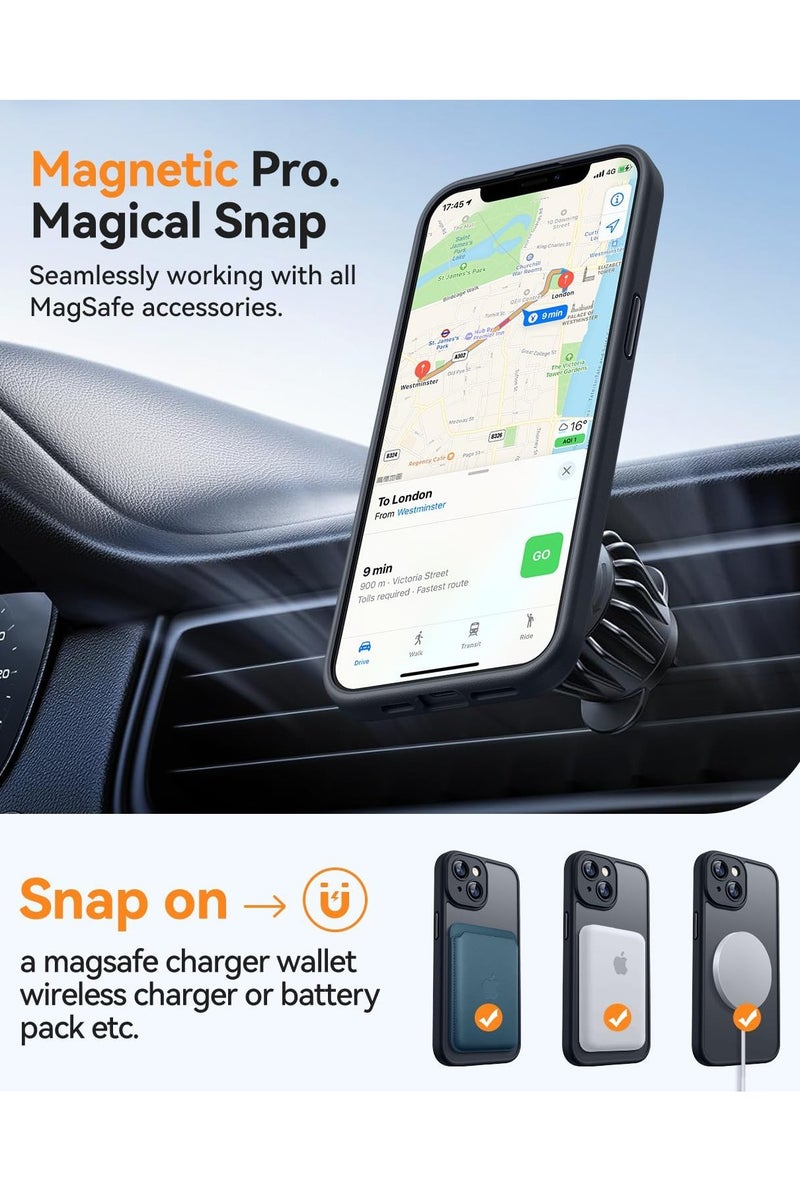 ثسؤشسث غطاء مغناطيسي لهاتف آيفون 14 بلس 6.7 بوصة، متوافق مع MagSafe، حماية كاملة للكاميرا، غطاء حماية غير لامع شفاف غير لامع مقاوم للصدمات، أسود - Image 4