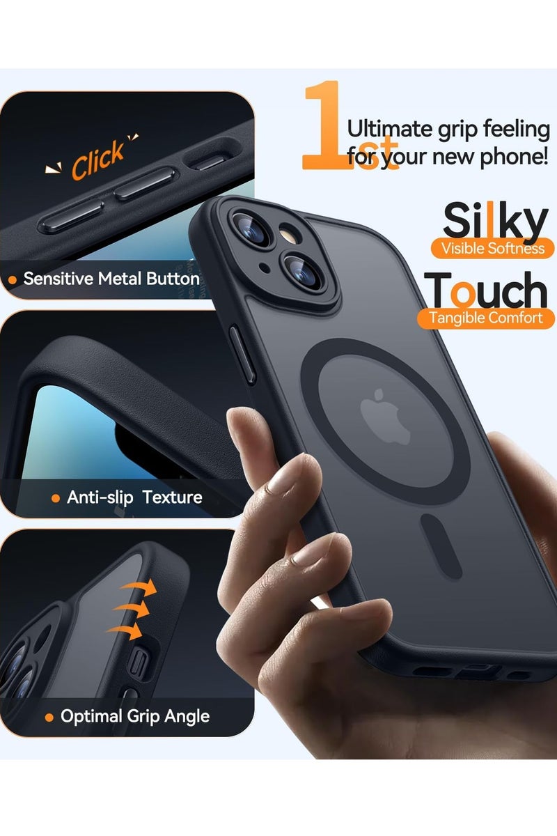 ثسؤشسث غطاء مغناطيسي لهاتف آيفون 14 بلس 6.7 بوصة، متوافق مع MagSafe، حماية كاملة للكاميرا، غطاء حماية غير لامع شفاف غير لامع مقاوم للصدمات، أسود - Image 5