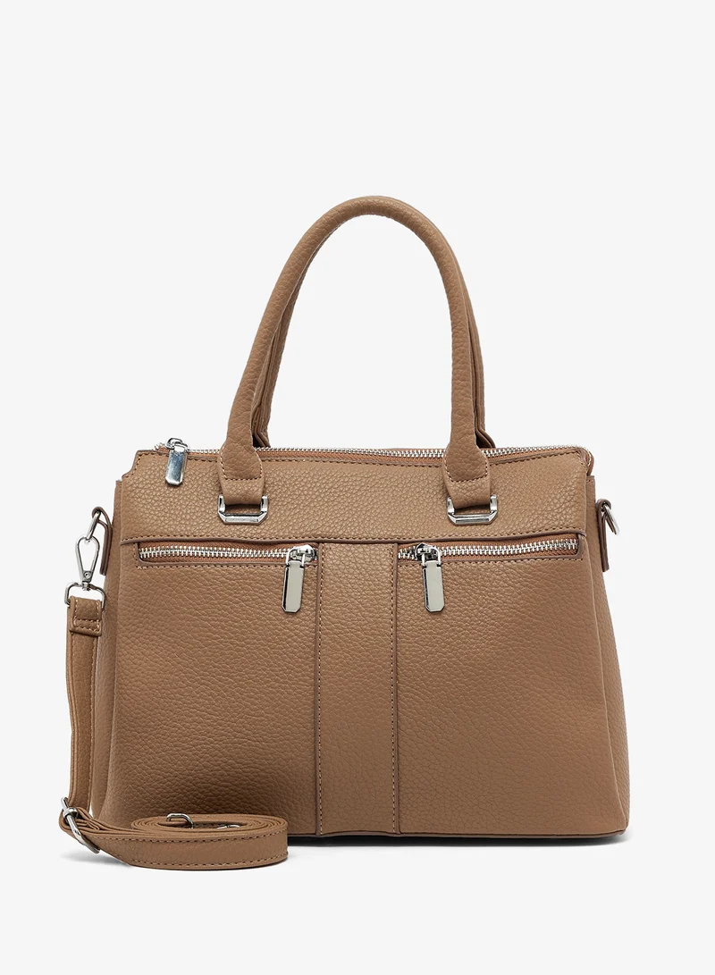 Multi Zip Detail Satchel Bag