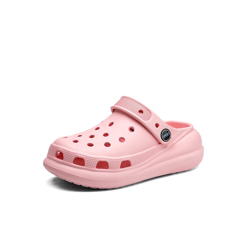 New Thick-Soled Heightened Hole Shoes Women'S Outer Wear Non-Slip Baotou Beach Slippers Shit-Stepping Casual Solid Color Sandals - Image 1