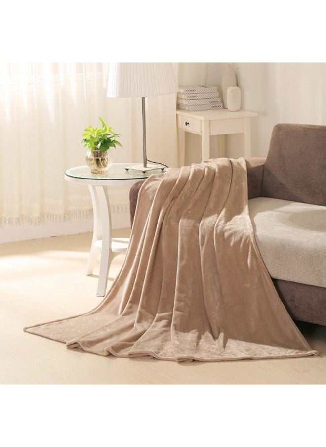 HOMESTAR - Flannel Blanket for Bed, Super Soft and Warm Brown King Size Blankets, All Season Use, Cozy, Plush, Lightweight, 220x200cm - Image 1