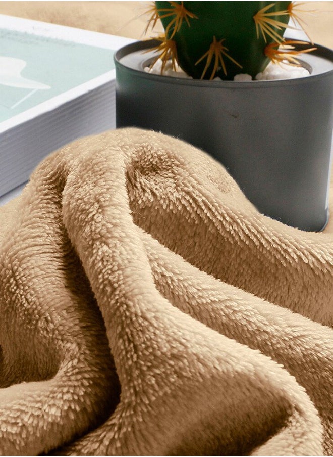 HOMESTAR - Flannel Blanket for Bed, Super Soft and Warm Brown King Size Blankets, All Season Use, Cozy, Plush, Lightweight, 220x200cm - Image 1