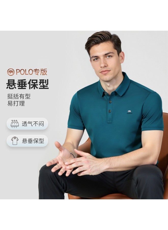 Fomoce summer Solid Color Light Business Classic Men's Casual Short-sleeve Polo Shirt - Image 3
