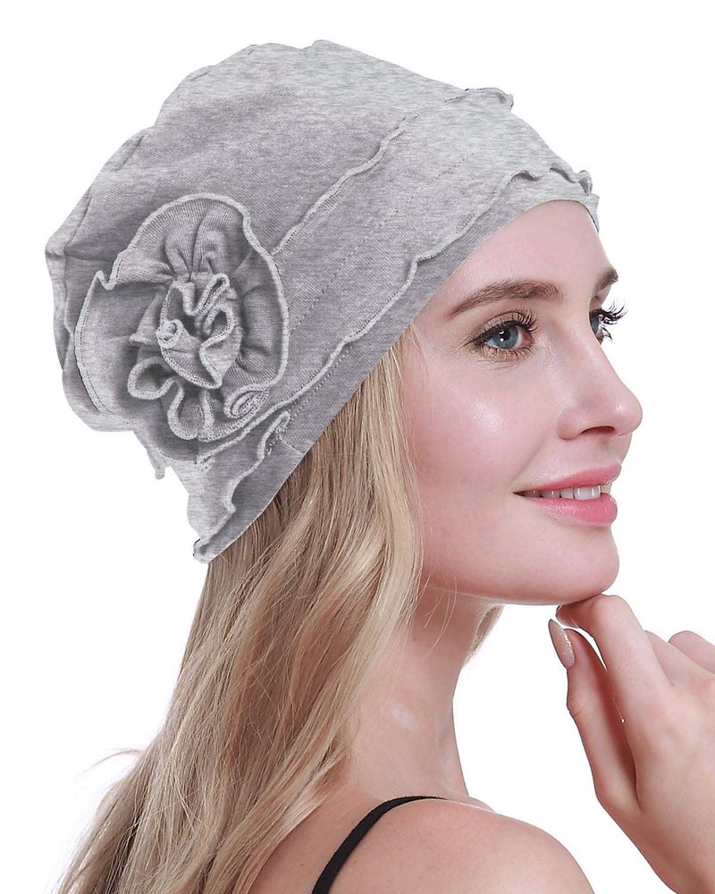 osvyo Chemo Headwear Turban Cap for Women - Cancer Beanie Hair Loss Sealed Packaging Light Grey - Image 1