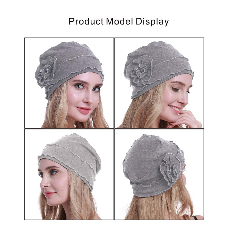osvyo Chemo Headwear Turban Cap for Women - Cancer Beanie Hair Loss Sealed Packaging Light Grey - Image 2
