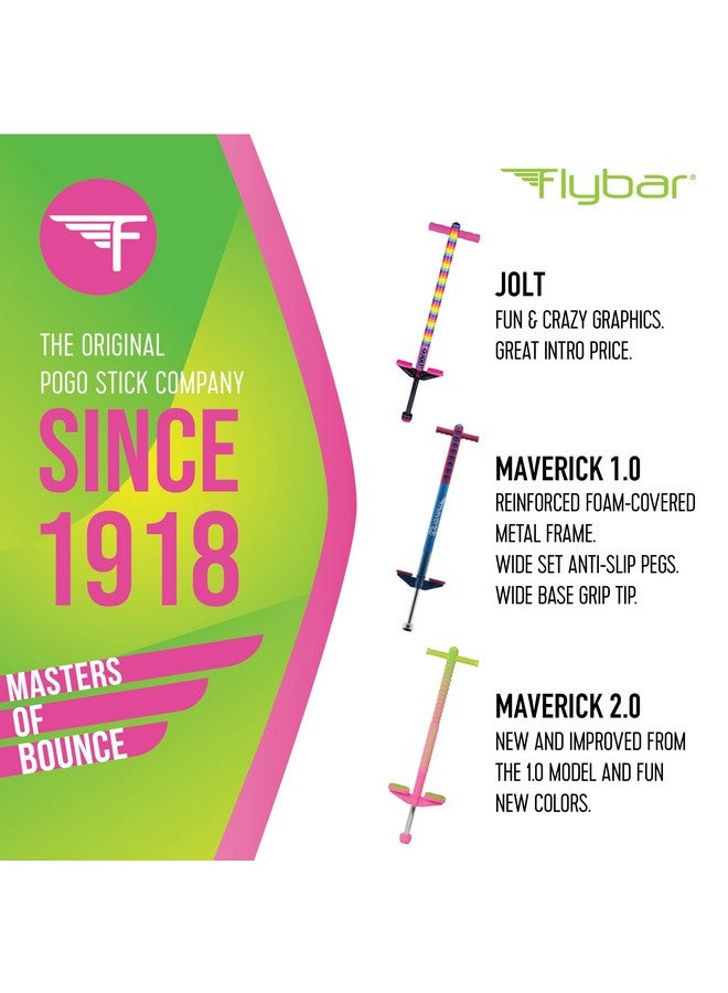 Flybar Flybar Maverick 2.0 Foam Pogo Stick for Kids Ages 5 and Up, 40 to 80 Pounds, Outdoor Kids Toys, Pogo Stick for Boys and Girls, Rubber Grip, by The Original Pogo Stick Company (Pink/Green) - Image 5