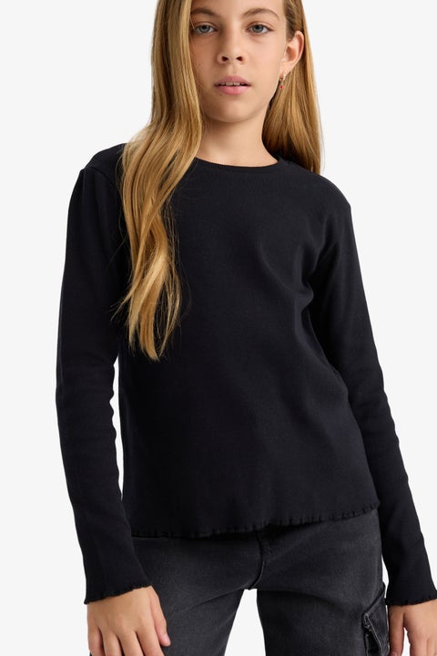 Black Girl Girl Crew Neck Basic Ribbed Camisole T-Shirt Casual