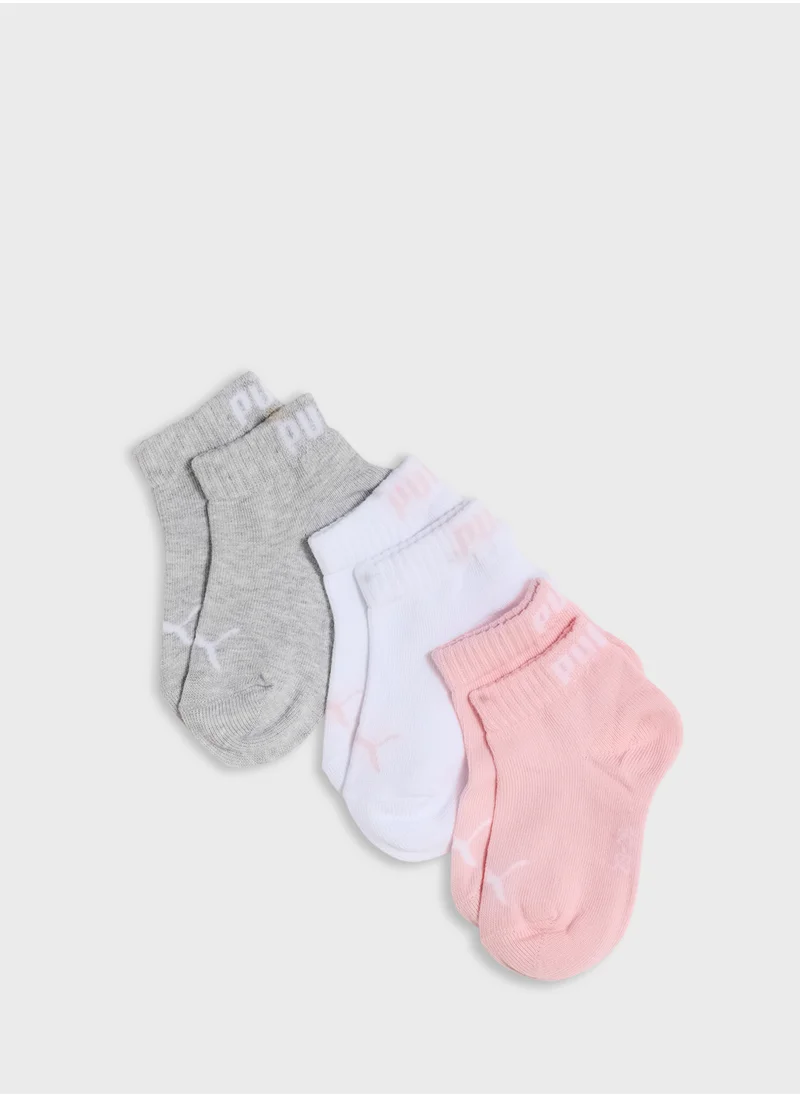 PUMA Youth 3 Pack Plain Quarter Socks