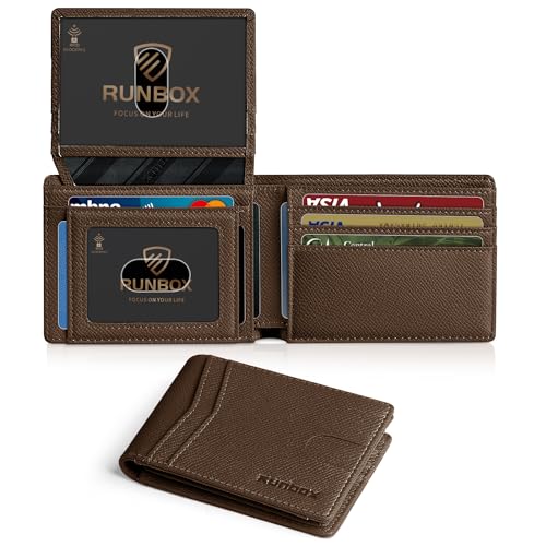 RUNBOX Wallet for Men and Women Slim Rfid Leather 2 ID Window With Gift Box - Image 5