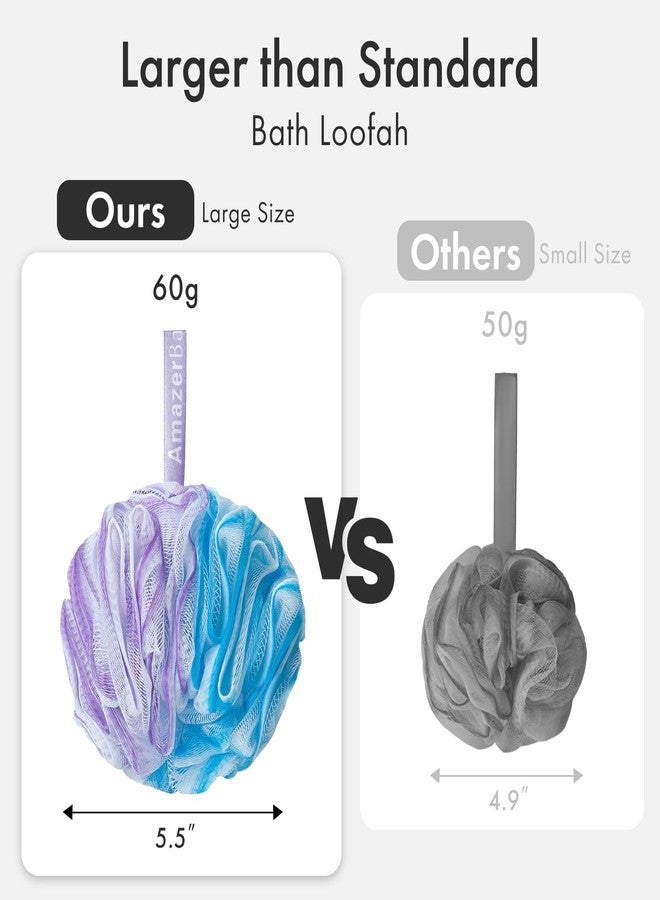 AmazerBath Loofah Sponge, Shower Loofah 75g/PCS - Body Scrubber Loofa Set of 4 - Green, Purple & Blue, Bath Sponge for Men and Women - Image 5