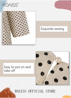 roaiss Women's Long Sleeve Vintage Polka Dot Robe Long Skirt Fashion Belt Large Hem Islamic Muslim Clothing  - Image 4