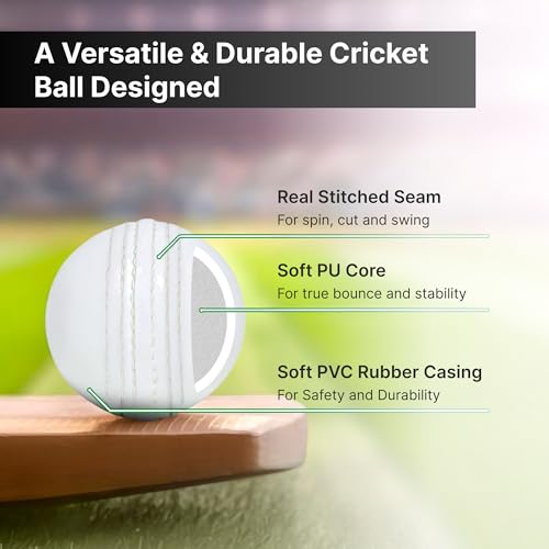 STRAUSS Synthetic Cricket Balls | Model: T-20 | Standard Size | Pack of 3 Color: Red, White and Pink | for Matches & Practice | for All Age Groups | Midweight T-20 Ball - Image 3