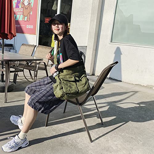GAXOS Aesthetic Cute Messenger Bag for School Vintage Green Canvas Crossbody for Women Shoulder Laptop Bag - Image 4