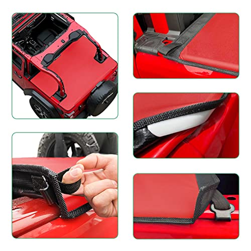 Shadeidea JL Cargo Cover Compatible with Jeep Wrangler JL 2 Door (2018-Current) Rear Trunk Ton Tonneau Vinyl Tailgate Cover Robicon Sahara Sport S (Red) - 3 Year Lasting - Image 3