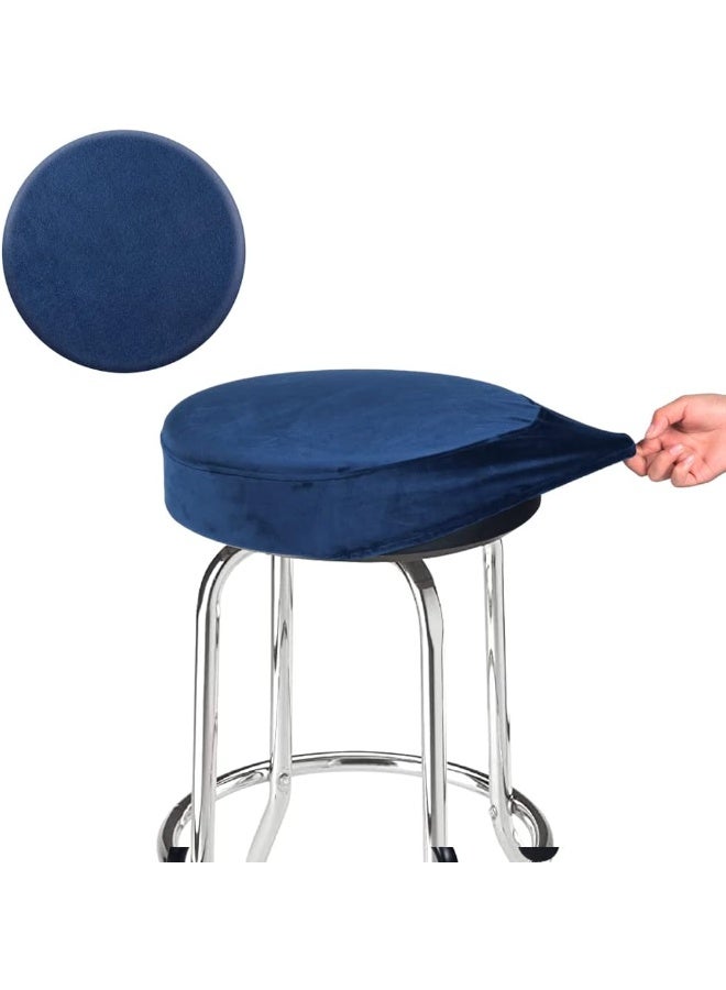 SINOSSO SINOSSO Velvet Round Bar Stool Covers Soft Slipcover with Elastic to Protect Upholstered Furniture (Dia.11-13", Navy)  - Image 1