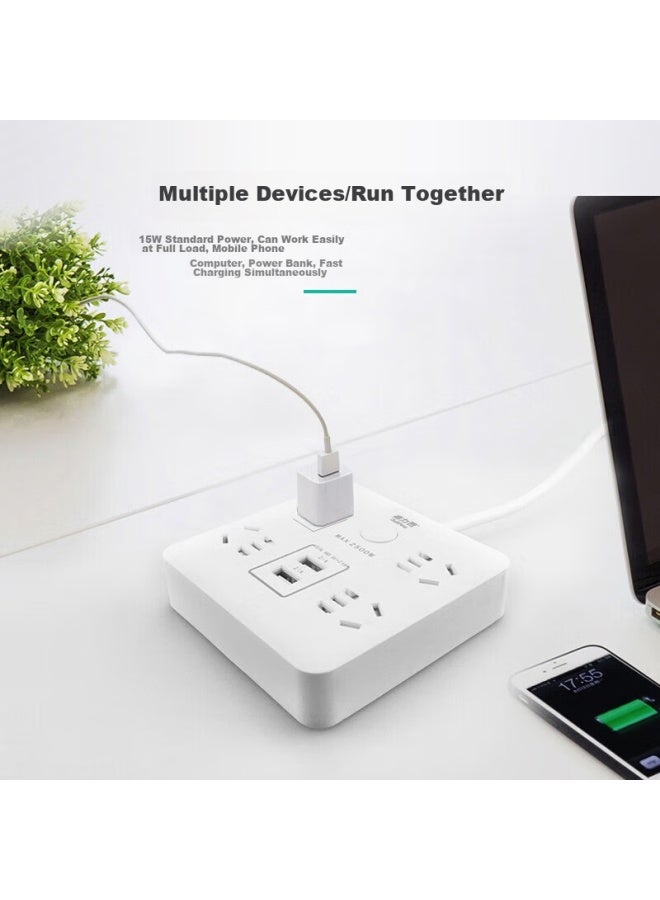 Delipow Power Strip Usb Socket, Smart New National Standard Power Strip/extension Cord/power Board/trailing Cord, 2 Usb Ports + 4 Outlets, Master Control, 3 Meters Long - Image 3