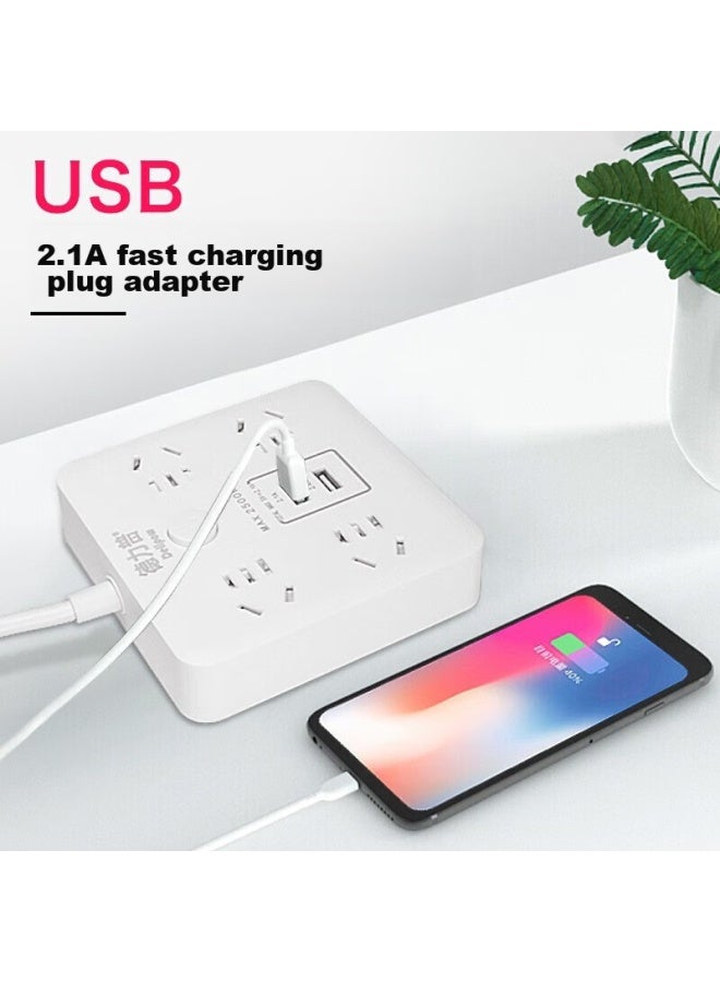 Delipow Power Strip Usb Socket, Smart New National Standard Power Strip/extension Cord/power Board/trailing Cord, 2 Usb Ports + 4 Outlets, Master Control, 3 Meters Long - Image 4