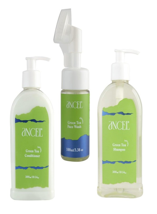 أنسيل مجموعة أنسيل للشاي الأخضر تتضمن شامبو الشاي الأخضر (300 مل) + بلسم الشاي الأخضر (300 مل) + غسول الوجه بالشاي الأخضر (100 مل) - Image 1