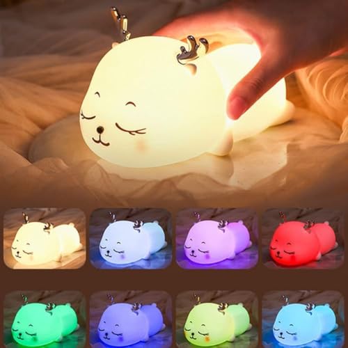 One94Store Cute Cat Touch Silicone Night Lamp – 7-Color LED Light, USB Rechargeable Multicolor Night Light for Kids Bedroom, Romantic Decor, Valentine Day Gift, Love Gift for Her, Couple Gift - Image 2