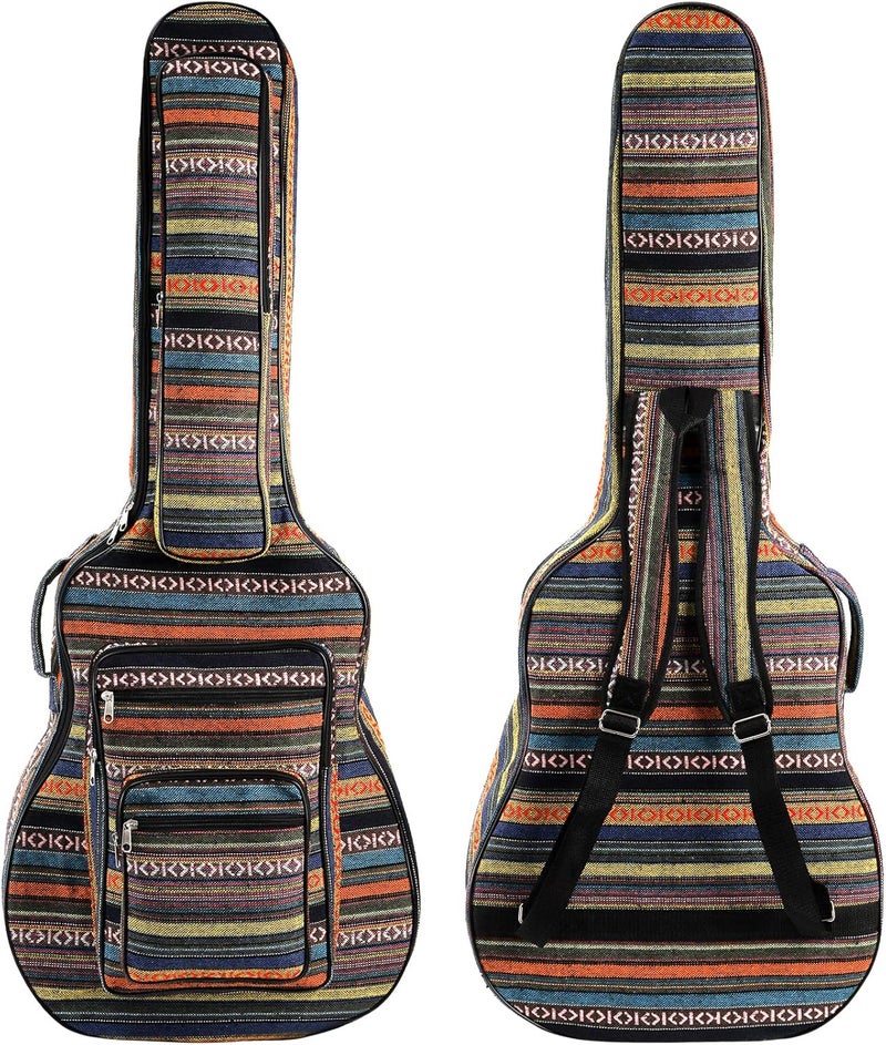 Tosnail 43 Inch Acoustic Guitar Gig Bag with Backpack Strap and 5 Pockets, Bohemian Vintage Guitar Storage Case Bag - Image 1