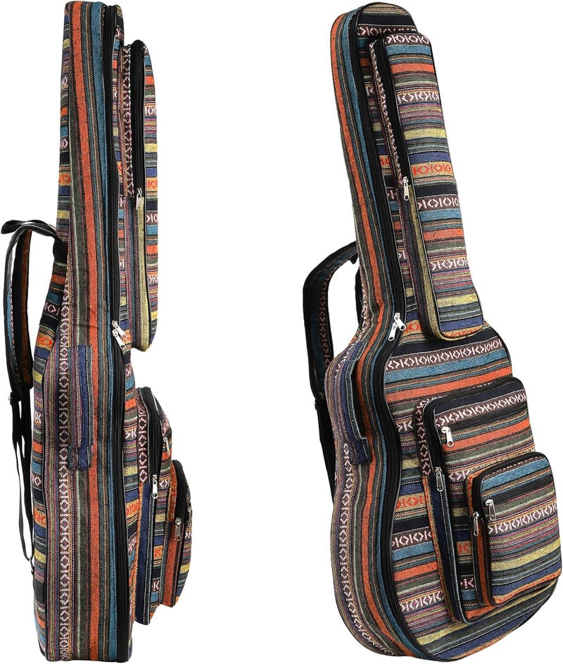 Tosnail 43 Inch Acoustic Guitar Gig Bag with Backpack Strap and 5 Pockets, Bohemian Vintage Guitar Storage Case Bag - Image 3