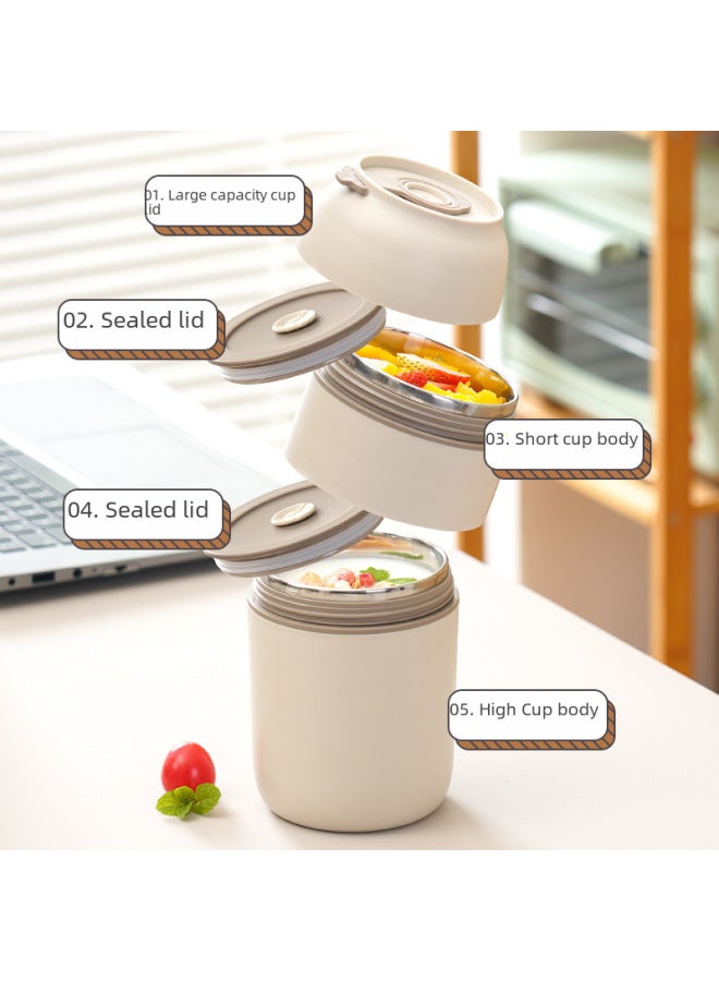 Insulated Lunch Box Soup Box Office Workers Round Soup Cup Women's Canister Home Breakfast Cup Milk Oatmeal-Specifications:Double Insulation Bag (blue)  - Image 5