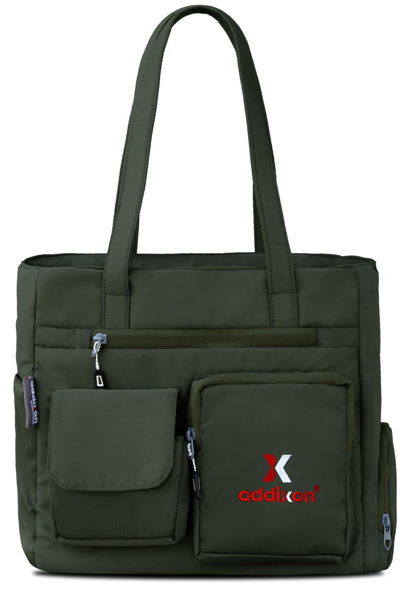 addixon Double Pocket Handbag for Women: Stylish, Ideal Companion for Work, Travel, Polyester Material, Spacious 10-liter Capacity, 6 Pockets. (Black) (Green) - Image 1