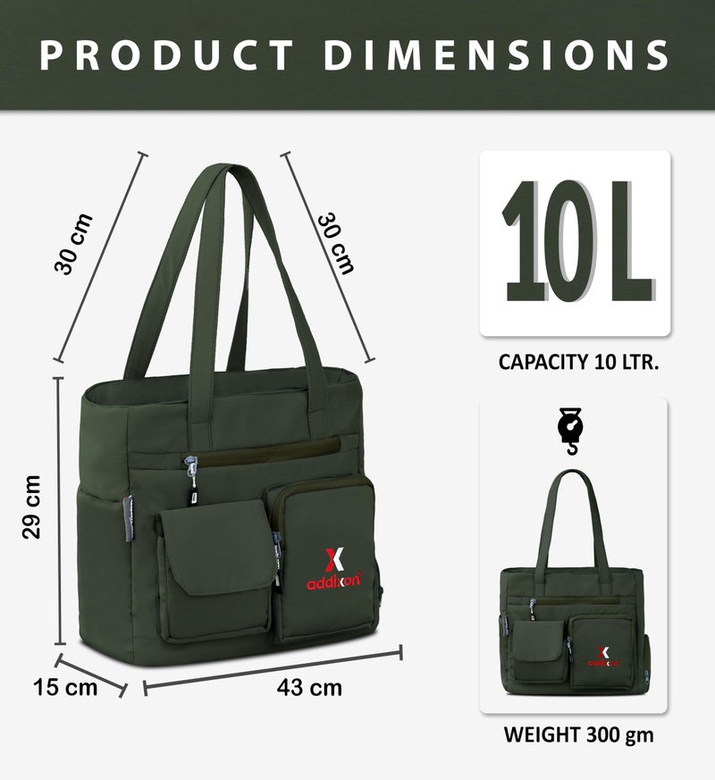 addixon Double Pocket Handbag for Women: Stylish, Ideal Companion for Work, Travel, Polyester Material, Spacious 10-liter Capacity, 6 Pockets. (Black) (Green) - Image 2