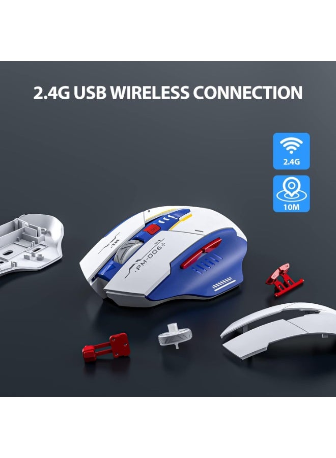 LBOYLOVE ماوس ألعاب لاسلكي، ماوس لاسلكي قابل لإعادة الشحن وصامت مع مستقبل USB 2.4G، 2400 DPI، ماوس لاسلكي مريح بتصميم ميكانيكي للابتوب، الكمبيوتر الشخصي، ماك - Image 4