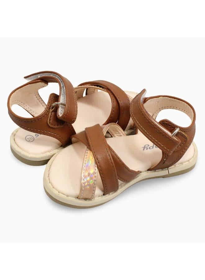 Girls Leather Sandals – Brown - Image 2
