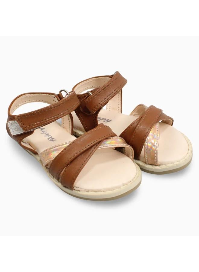 Girls Leather Sandals – Brown - Image 1