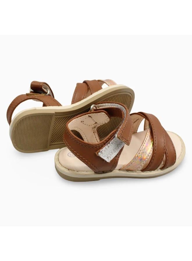 Girls Leather Sandals – Brown - Image 3