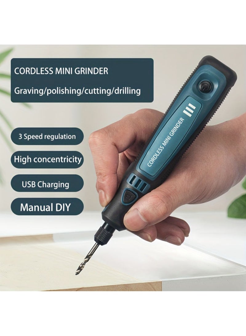 1 Set DIY Small Electric Grinder, Household Hand-held Electric Polishing Tool For Jade Engraving, USB Rechargeable Electric Grinder Set Mini Small Electric Grinder Pen, Power Tool - Image 5