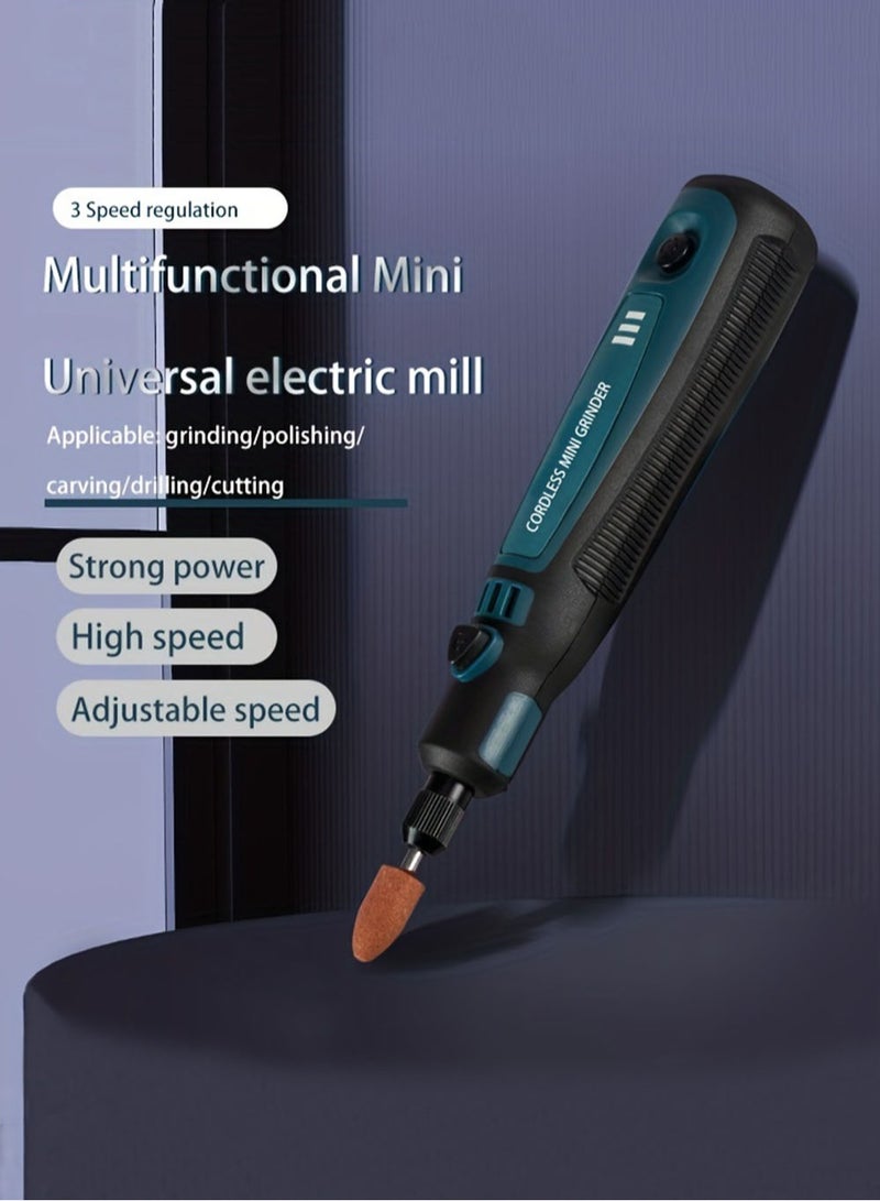 1 Set DIY Small Electric Grinder, Household Hand-held Electric Polishing Tool For Jade Engraving, USB Rechargeable Electric Grinder Set Mini Small Electric Grinder Pen, Power Tool - Image 2