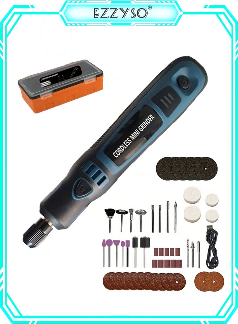 1 Set DIY Small Electric Grinder, Household Hand-held Electric Polishing Tool For Jade Engraving, USB Rechargeable Electric Grinder Set Mini Small Electric Grinder Pen, Power Tool - Image 1