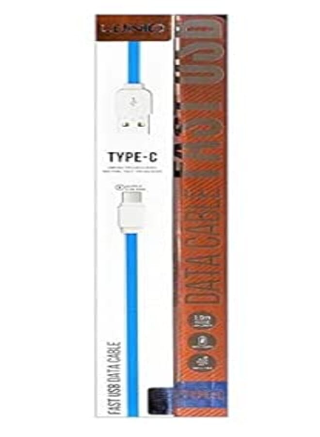 LDNIO Fast Charger Type-c Cable for All Type C Mobiles and Phones Fast Charger 2.4A - Anti-Torn BlueCable