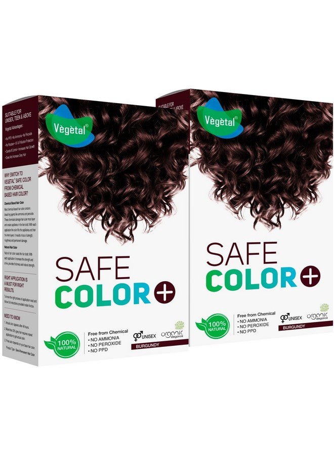 Vegetal Safe Hair Color - Burgundy 100gm (Pack of 2) - Certified Organic Chemical and Allergy Free Bio Natural Hair Color with No Ammonia Formula for Men & Women - Image 1