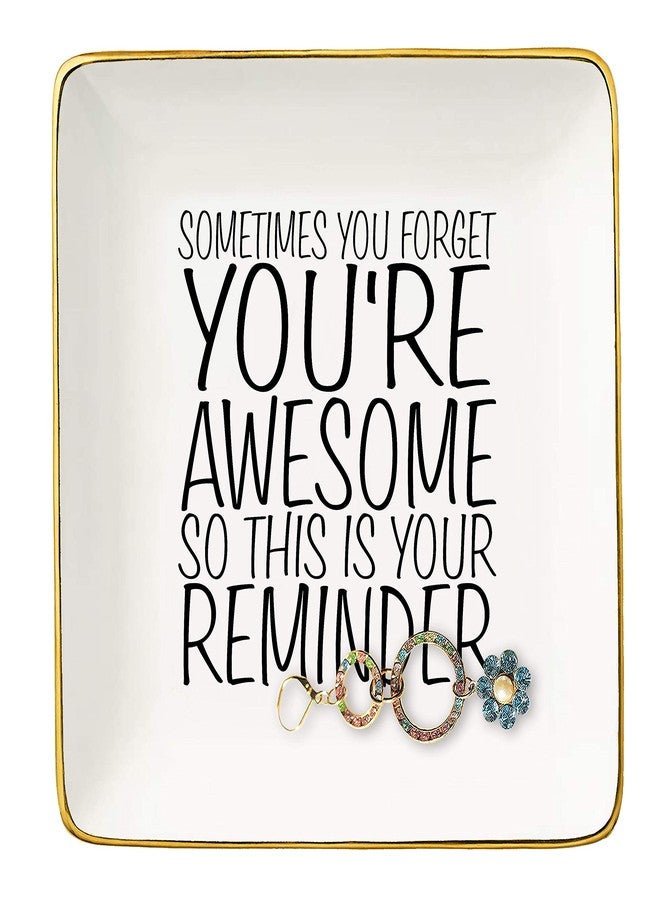 Topthink You are Awesome Gift - Ceramic Jewelry Holder Ring Dish Trinket Tray - Inspirational Birthday Graduation Christmas Gifts for Best Friends,Daughter,Sister,Niece,Women,Co-worker - Image 1