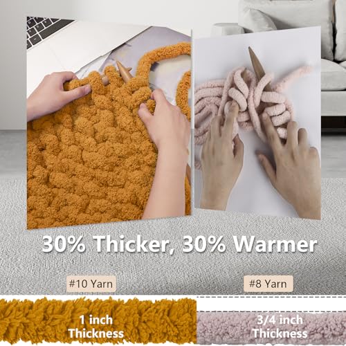 Cozyful Chunky Yarn for Hand Knitting - #10 Chunky Chenille Yarn, Jumbo Big Thick Chunky Yarns for Crocheting, Super Bulky Chunky Knit Blanket Yarns, 8 Skein (25 yds 8 oz Each Skein), Mustard Yellow - Image 3