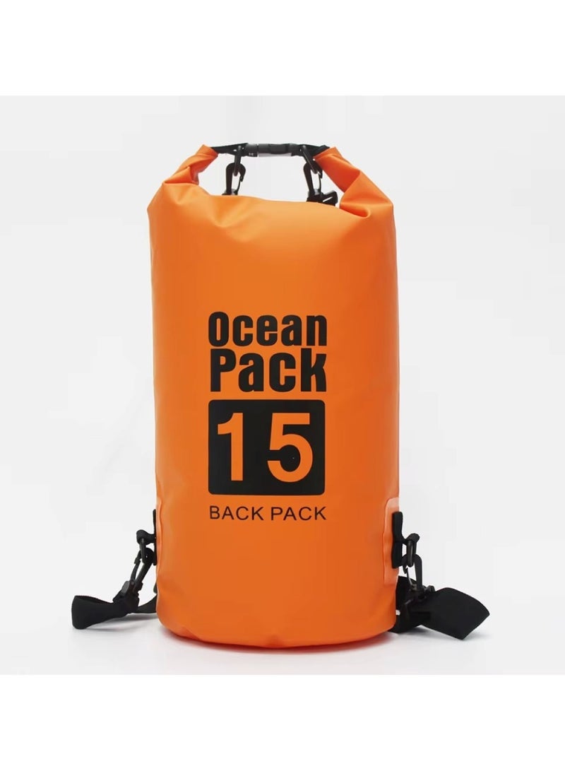 Huitich 15L Orange Double-Strap Waterproof Outdoor Sport PVC Bag - Image 1
